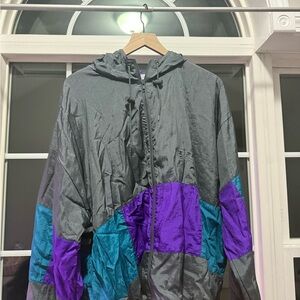 Champion Gray windbreaker with Purple Interior